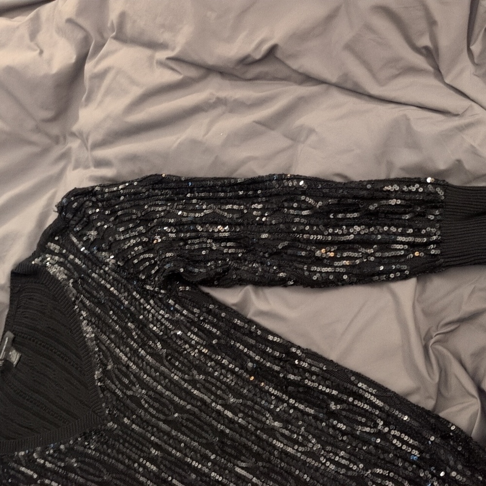 Nwot INC International Concepts Black and Silver V-Neck Sweater Size 1x - Picture 3 of 12